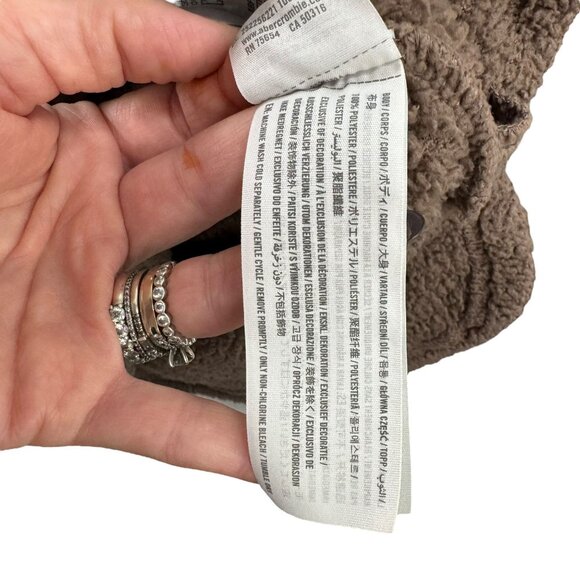 Abercrombie Kids Sherpa Hoodie Jacket Brown Size 15/16 With Kangaroo Pocket Hood - Picture 7 of 7